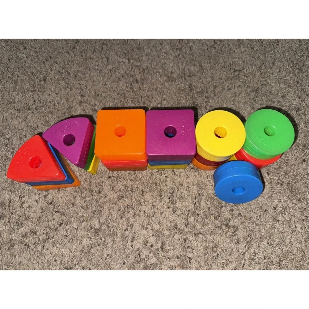 Vintage Fisher Price Stacking Blocks Lot Shapes For Colors Sticks‎ (no Sticks)